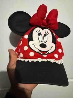 Walt Disney World Parks MINNIE MOUSE Ears Red Polka Dot Toddler Baseball Cap Hat